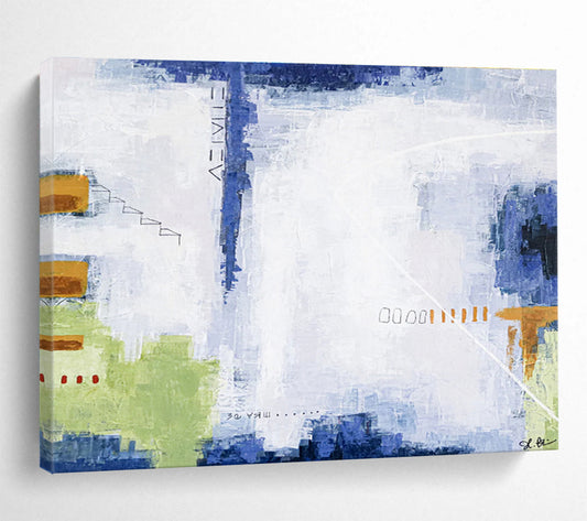 “Blue - Green Abstract Layers” Abstract Acrylic Painting On Canvas DKH555
