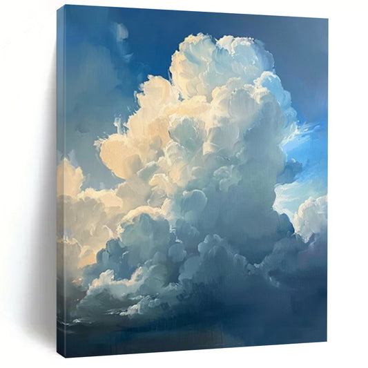 “Fluffy Clouds in Blue Sky” - Realist Impressionist Painting On Canvas DTP006