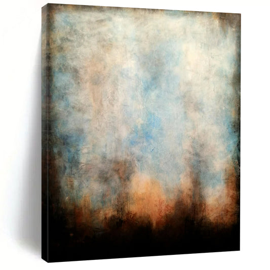 “Muted Blue & Brown Atmospheric Abstract” - Abstract Painting On Canvas CT2324