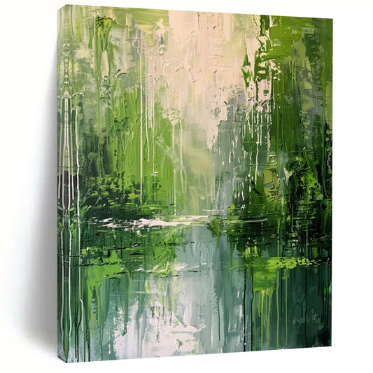 “Lush Green Forest Reflection” - Impressionist Landscape Painting On Canvas DTP002