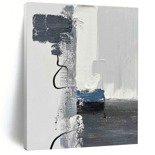 “Gray - White - Blue Abstract Lines” ，Abstract Acrylic Painting CT0790