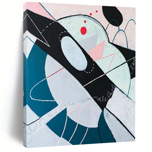 “Geometric Abstract in Pastels - Pinks, Blues, and Subtle Details” Painting On Canvas CT2385
