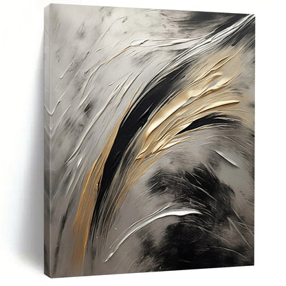 “Silver - Gold Textured Abstraction” - Textured Abstract Painting On Canvas DTP126