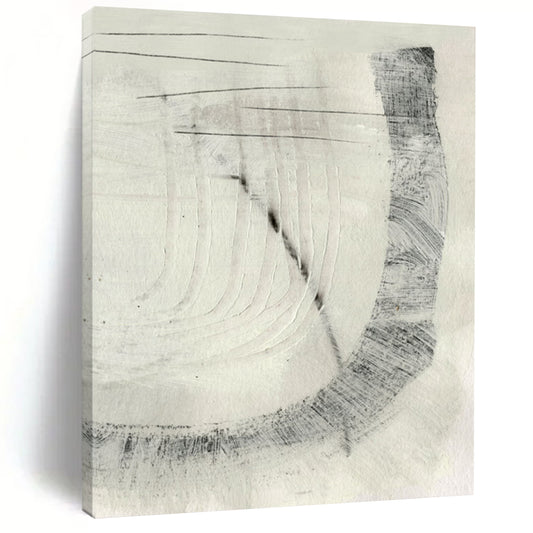 “Subtle Gray Abstract Etchings” - Gray, White Abstract Painting On Canvas DTP214