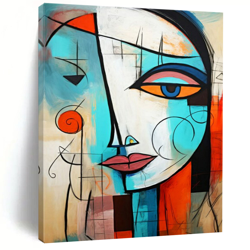 “Cubist Face” - Colorful Abstract Portrait Painting On Canvas CT2213