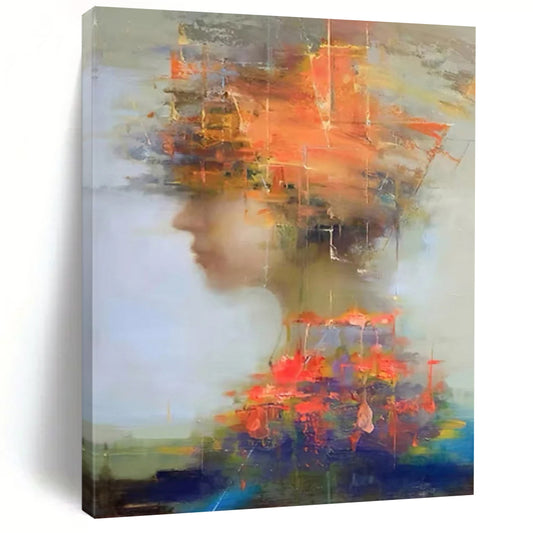 “Colorful, Abstract Portrait ‘Mind’s Mosaic’” - Expressive Figurative Painting On Canvas DTP318