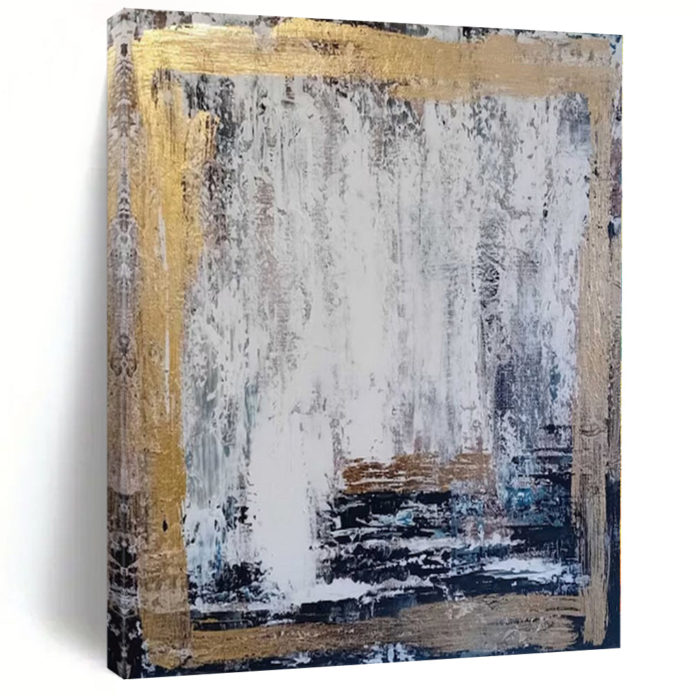 “Gold - Framed Textured Abstraction” – Abstract Textured Painting CT1198