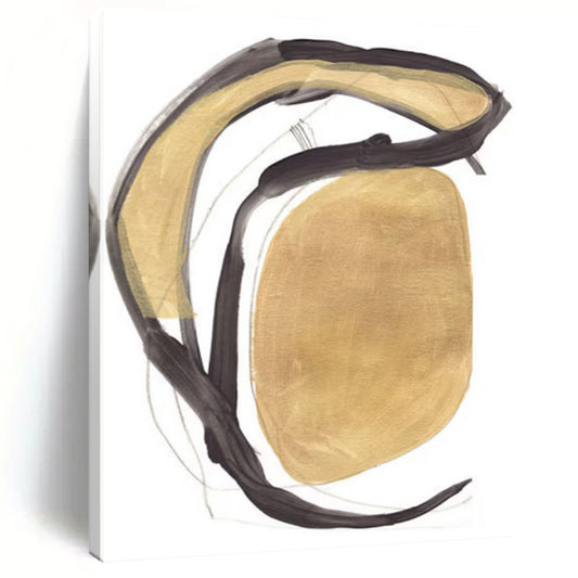 “Gold & Black Curves” - Gold, Black Abstract Painting On Canvas DTP223