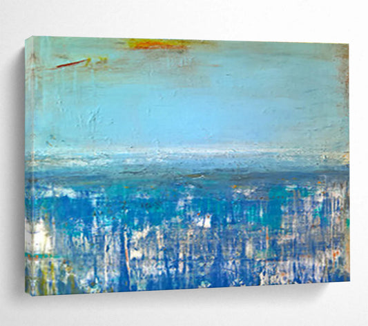 “Blue Abstract Horizon” Abstract Minimalist Painting On Canvas DKH389