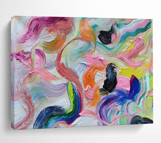 Vibrant Curved Brushstroke Abstract Painting On Canvas DKH292