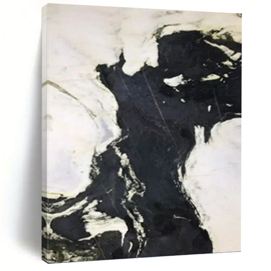 “Black & White Marble - like Abstraction” - Monochromatic Abstract Painting DKH1046