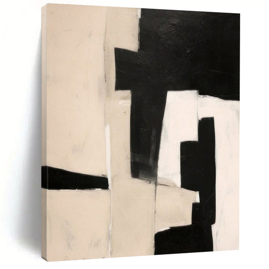 “Black - Beige Geometric Contrast” – Geometric Abstract Art CT1038