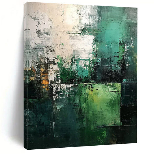 “Teal - Green Abstract Layers” - Impressionist Abstract Painting On Canvas DTP031