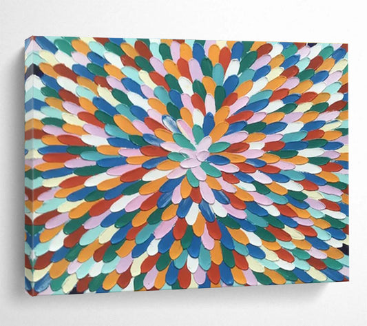 Colorful Petal - Shaped “Vibrant Floral Burst” Painting On Canvas DKH121