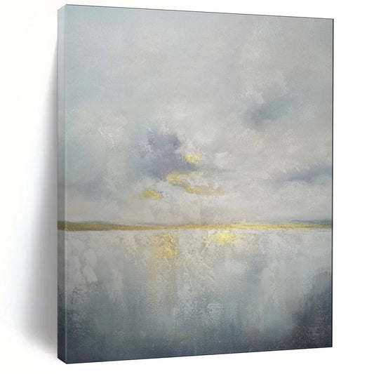 “Gilded Horizon: Abstract Sea & Sky” - Textured Mixed - Media on Canvas CT1903