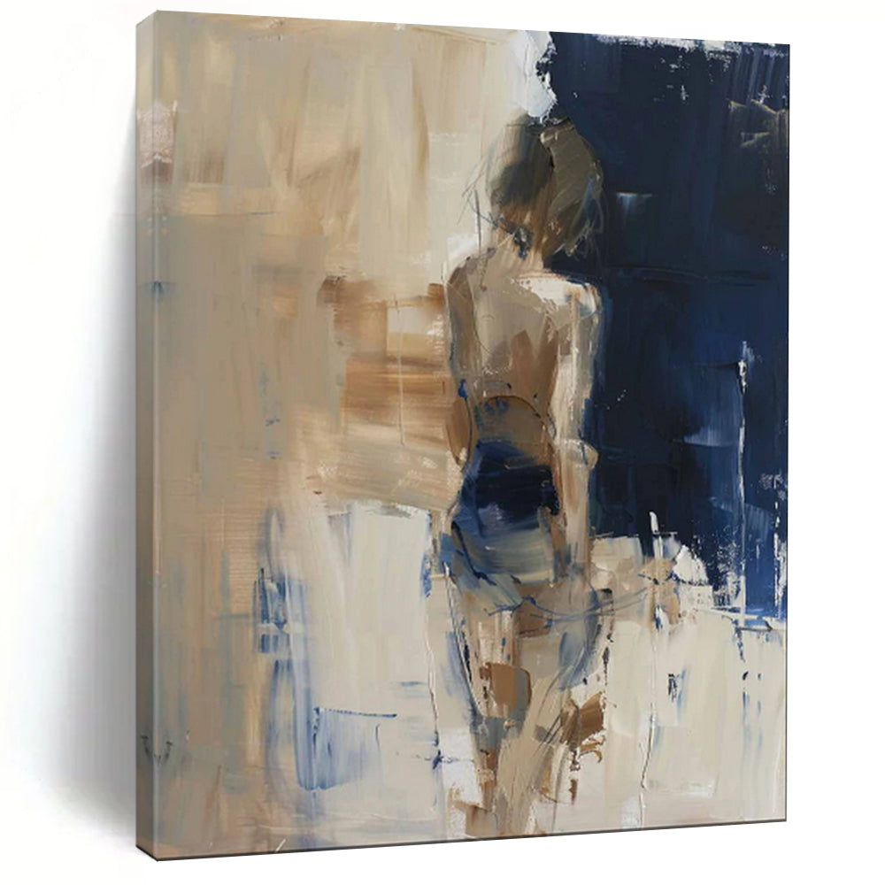 Neutral Tones, Figural Abstraction - "Nude in Haze" - Abstract Figurative Painting CT1830