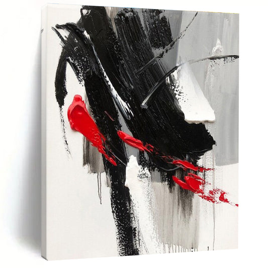 “Black - Red - Gray Bold Textures” ，Abstract Acrylic Painting CT0787