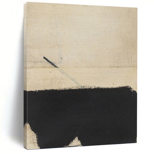 Dynamic Black and Beige Abstract - Abstract Painting On Canvas DKH1422
