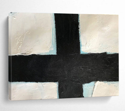 Crossroads Black White and Blue Abstract Painting On Canvas DKH180