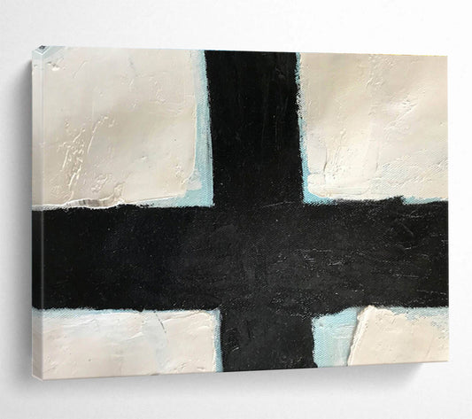 Crossroads Black White and Blue Abstract Painting On Canvas DKH180