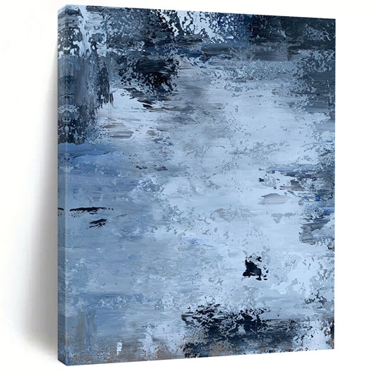 “Blue - Gray Abstract Flow” - Blue, Gray Abstract Painting On Canvas DTP251