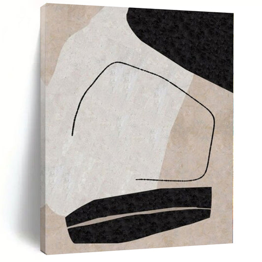 “Black - White - Beige Geometric Fragment” – Geometric Abstract Painting CT1142