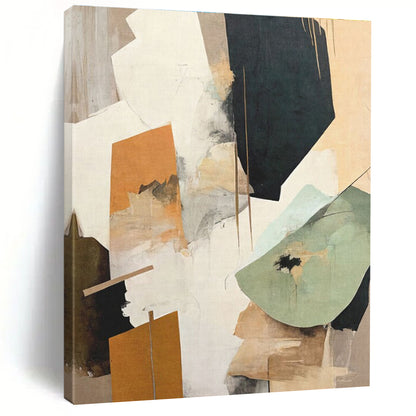 Geometric Collage - like Shapes, “Urban Patchwork” - Mixed - Media Abstract Painting CT0742