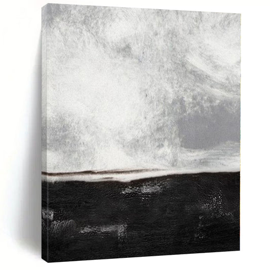 “Black - White Abstract Horizon” – Abstract Landscape Painting CT1154