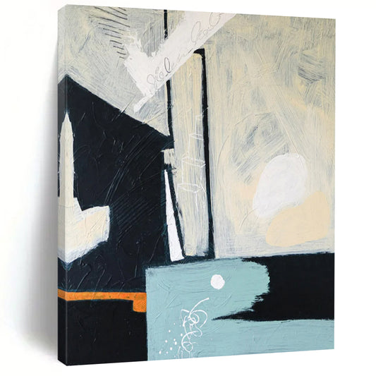 Neutral Tones Abstract - Blacks, Whites, and Subtle Pops Painting On Canvas CT2378