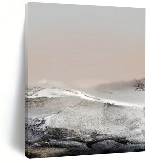 “Misty Monochrome Mountainscape” - Abstract Landscape Painting On Canvas DTP178
