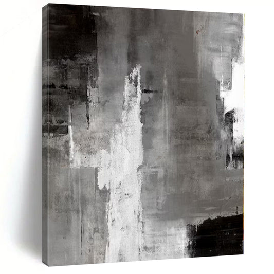 “Monochrome Gray Abstract Layers” – Abstract Expressionist Painting CT1124
