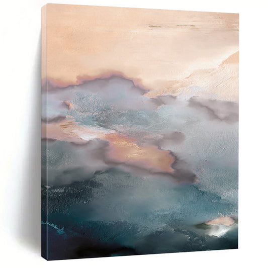 “Pastel Cloudscape with Coral Hues” - Abstract Landscape Painting On Canvas DTP164