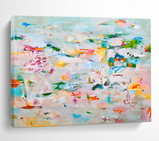 Whimsical Abstract Garden - Pastels and Playful Shapes Painting On Canvas DKH036