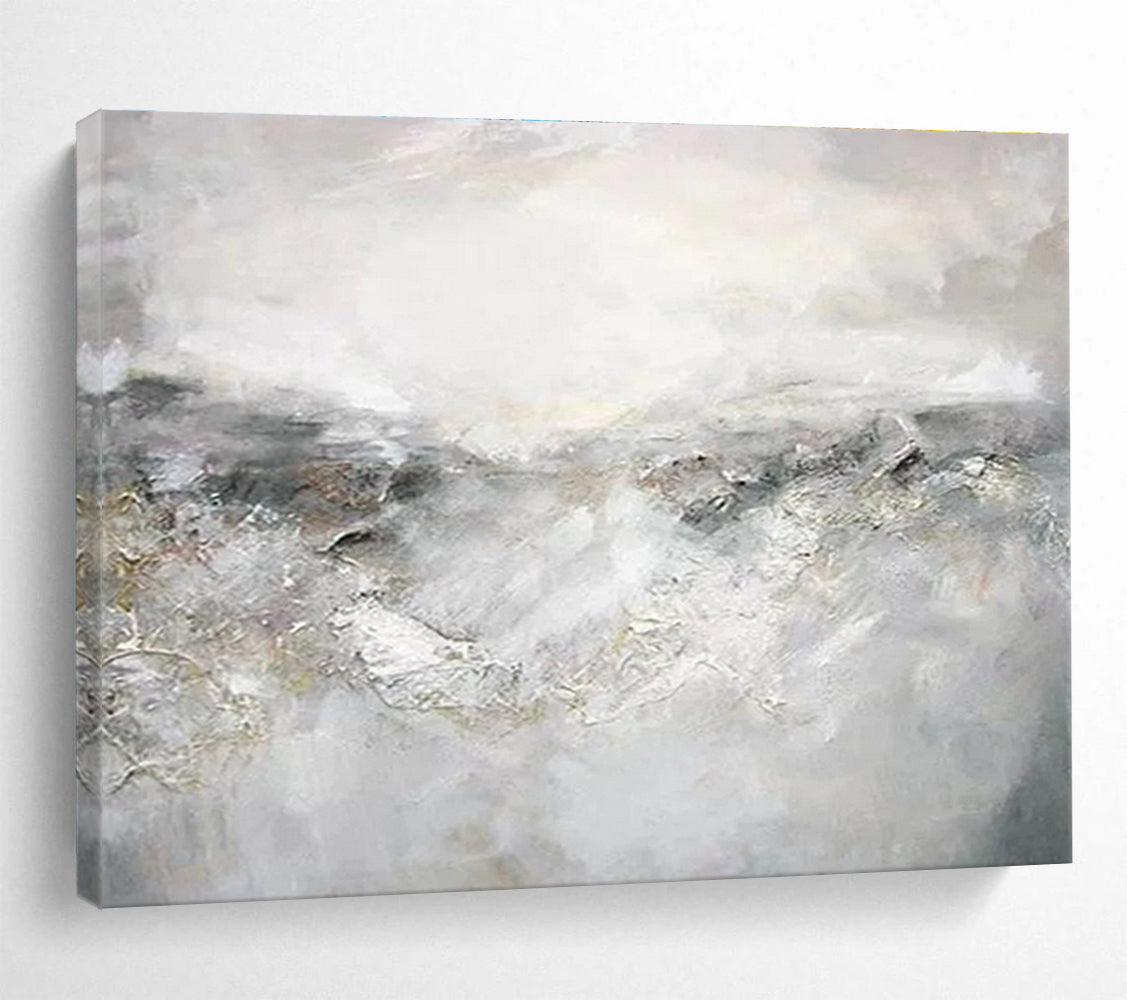“Gray - White Abstract Mist” Abstract Oil Painting On Canvas DKH441