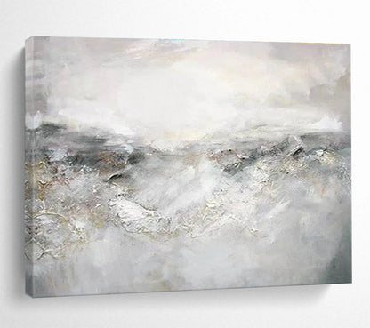 “Gray - White Abstract Mist” Abstract Oil Painting On Canvas DKH441