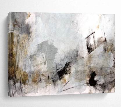 “Ethereal Gray and Brown Abstract” Mixed - media Abstract Painting On Canvas DLZ135