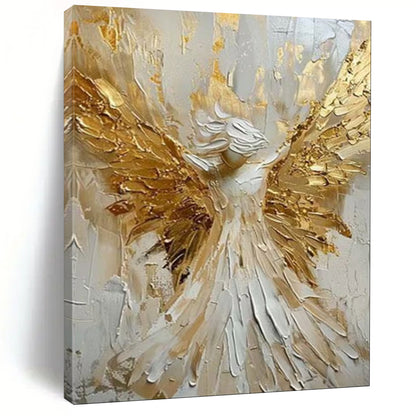 “Golden Angel: Textured Spiritual Art” - Impasto Mixed - Media on Canvas CT1908