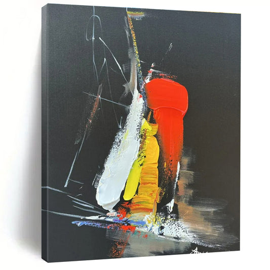 “Black - Red - Yellow - White Bold Strokes” ，Abstract Acrylic Painting CT0812