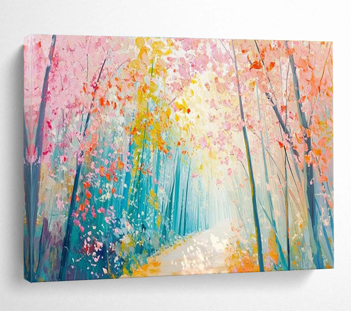 “Pastel Forest Path” - Dreamy Landscape Painting On Canvas DKH814