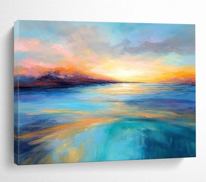 “Vibrant Sunset Over The Sea” Seascape Painting On Canvas DLZ069
