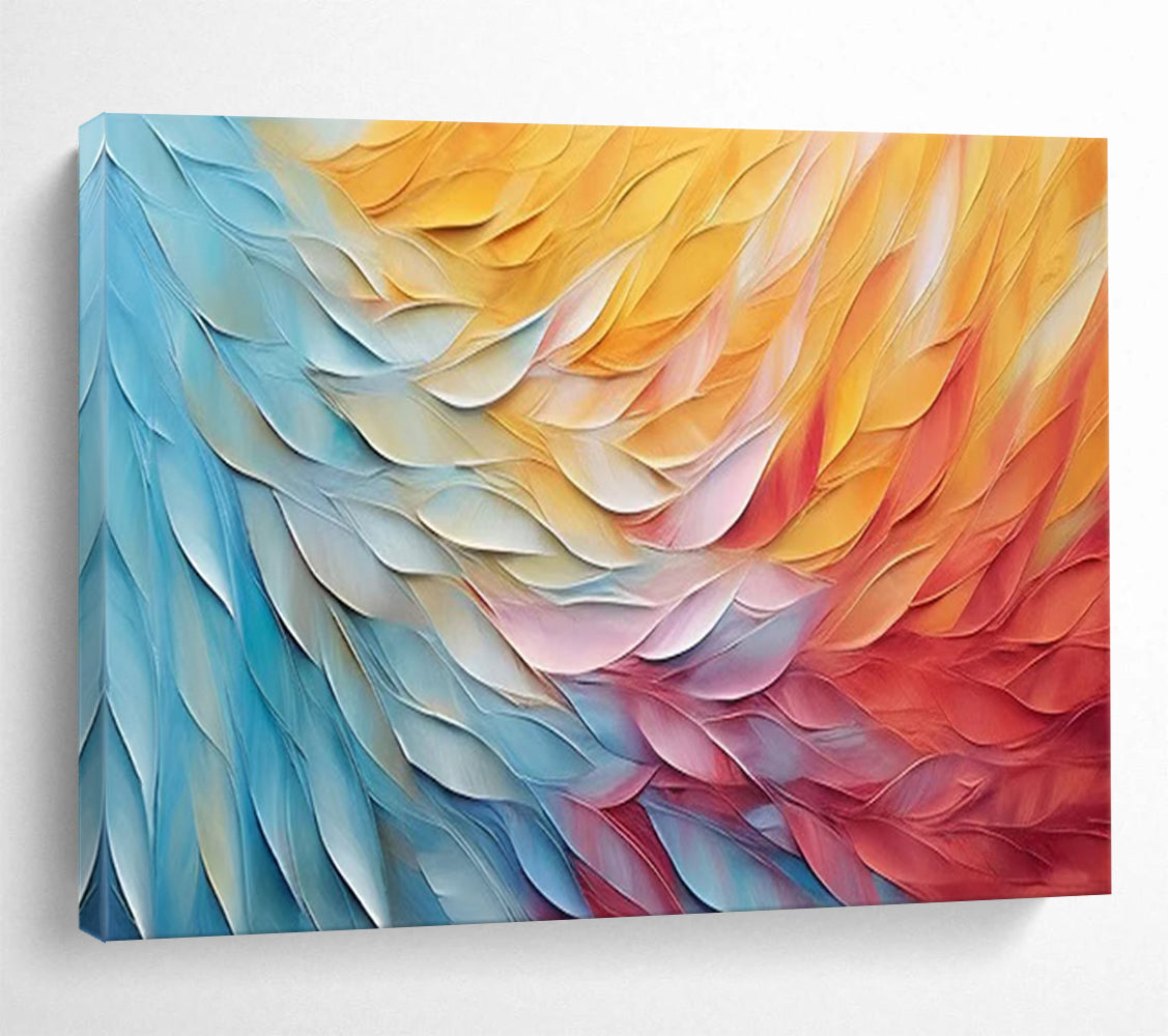 Colorful Feather - like Layers - Textured Abstract Painting On Canvas DLZ201