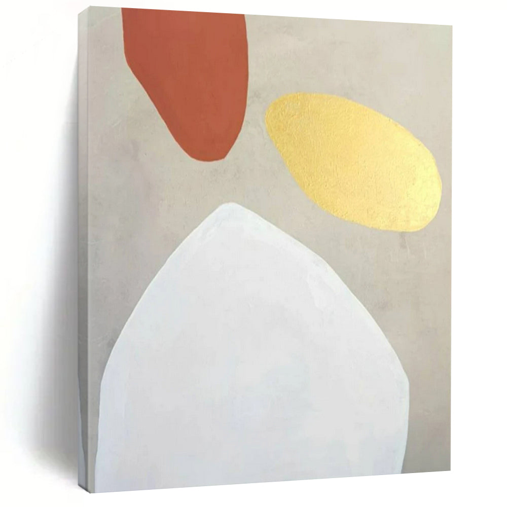 “Terracotta - Gold - White Organic Shapes” – Abstract Organic Shape Art CT0996