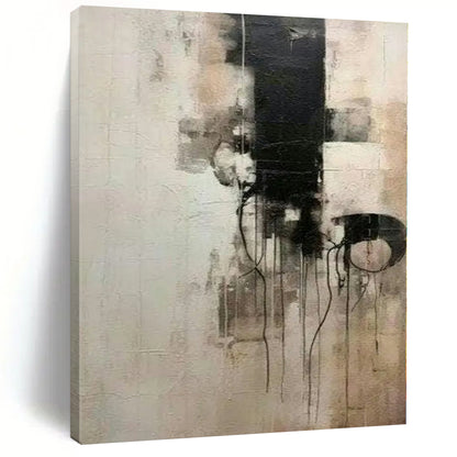 Black and White Dripping Shapes - Abstract Oil Painting CT1214