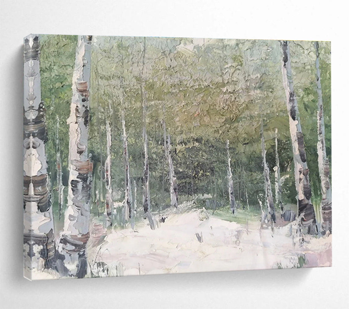 Birch Forest Path - Impressionistic Landscape Painting On Canvas DKH629