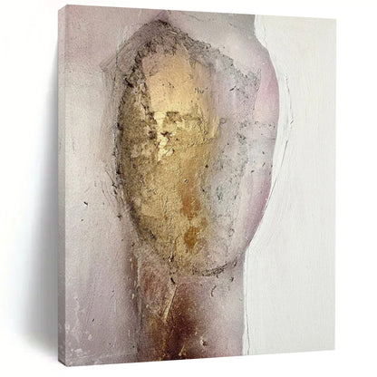 “Textured Portrait” - Gold & Pink Abstract Portrait Painting On Canvas CT2222