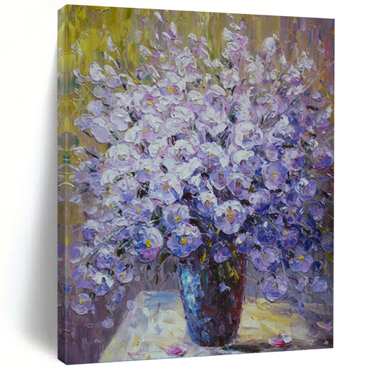 Lilac and Purple Floral Bouquet - Impressionistic Flower Painting On Canvas DKH1346