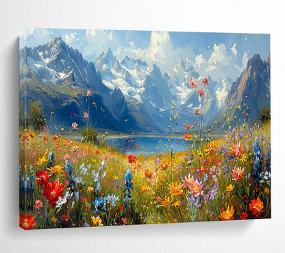 “Mountain Meadow”：Vibrant Impasto Nature Painting On Canvas DKH256
