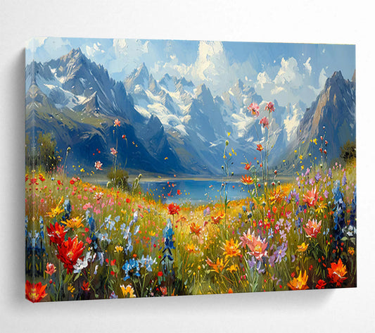 “Mountain Meadow”：Vibrant Impasto Nature Painting On Canvas DKH256