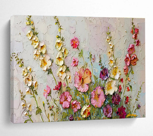 “Colorful Wildflowers”：Impasto Floral Still - Life Painting On Canvas DKH260