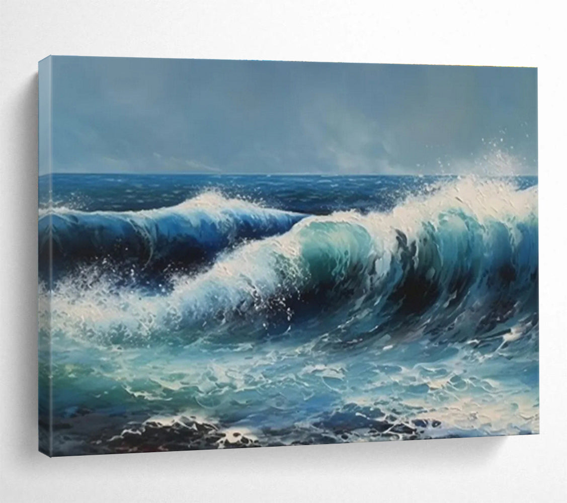 Dynamic Ocean Wave Painting On Canvas DKH324